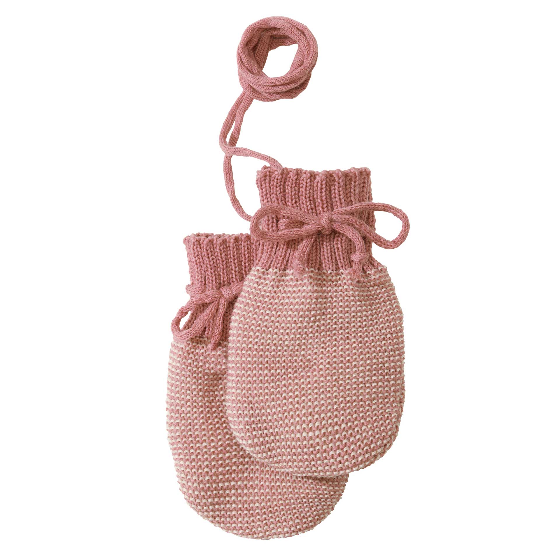 disana Strick-Handschuhe in Rosé-Natur aus Bio-Merinowolle in weichem kuscheligen Linksstrick, hält kleine Hände extra warm