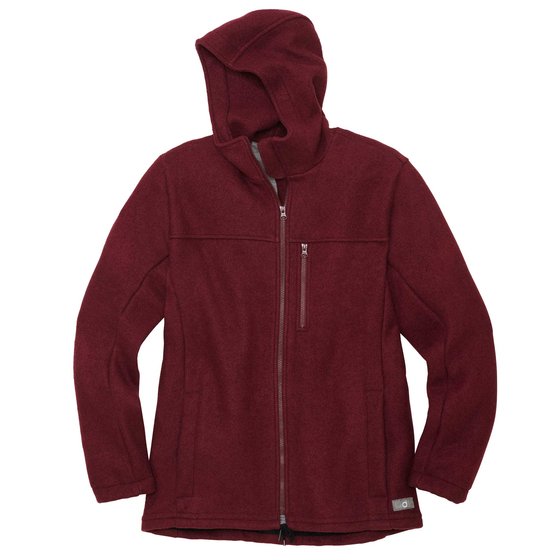 disana warme Herren-Jacke, Cassis, Wollwalk & Jerseyfutter aus Bio-Merinowolle, mit Kapuze, 2 Seitentaschen, 1 Brusttasche