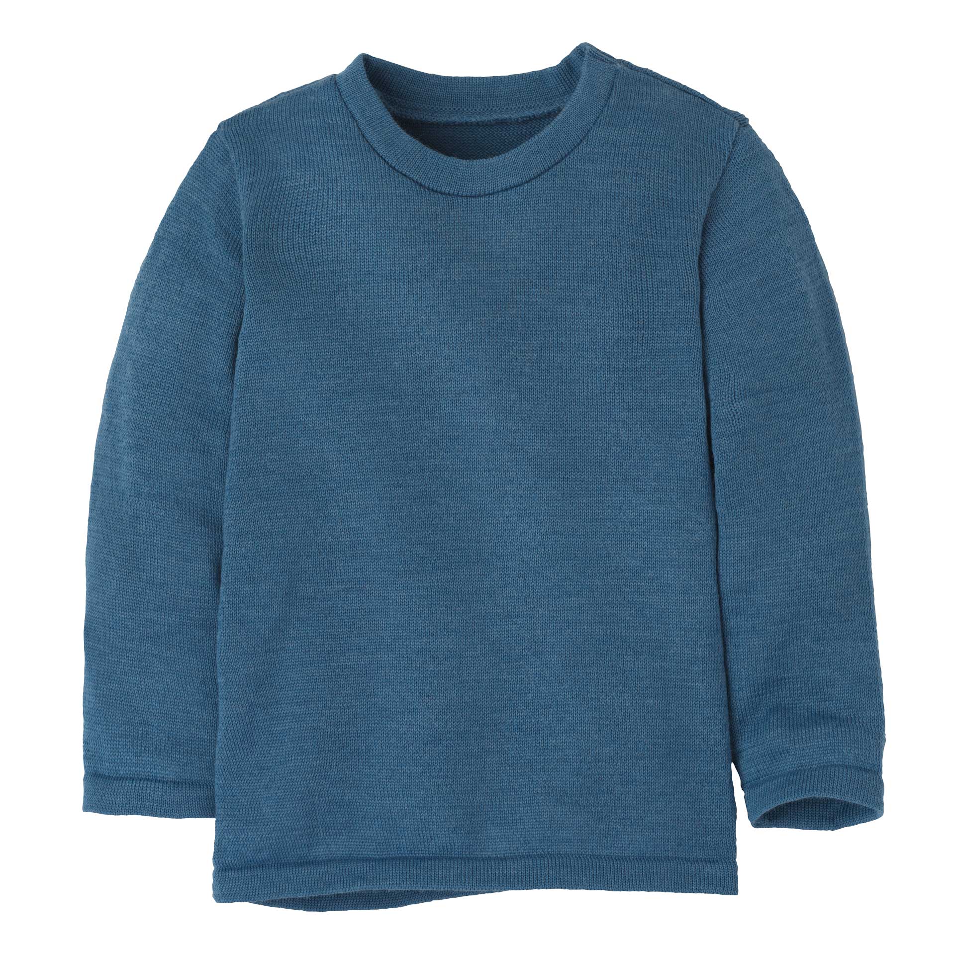 disana moderner Strick-Pullover Taubenblau, Bio-Merinowolle, Schlauchstrick-Bündchen an Ärmeln & Leib, ideal zum Kombinieren