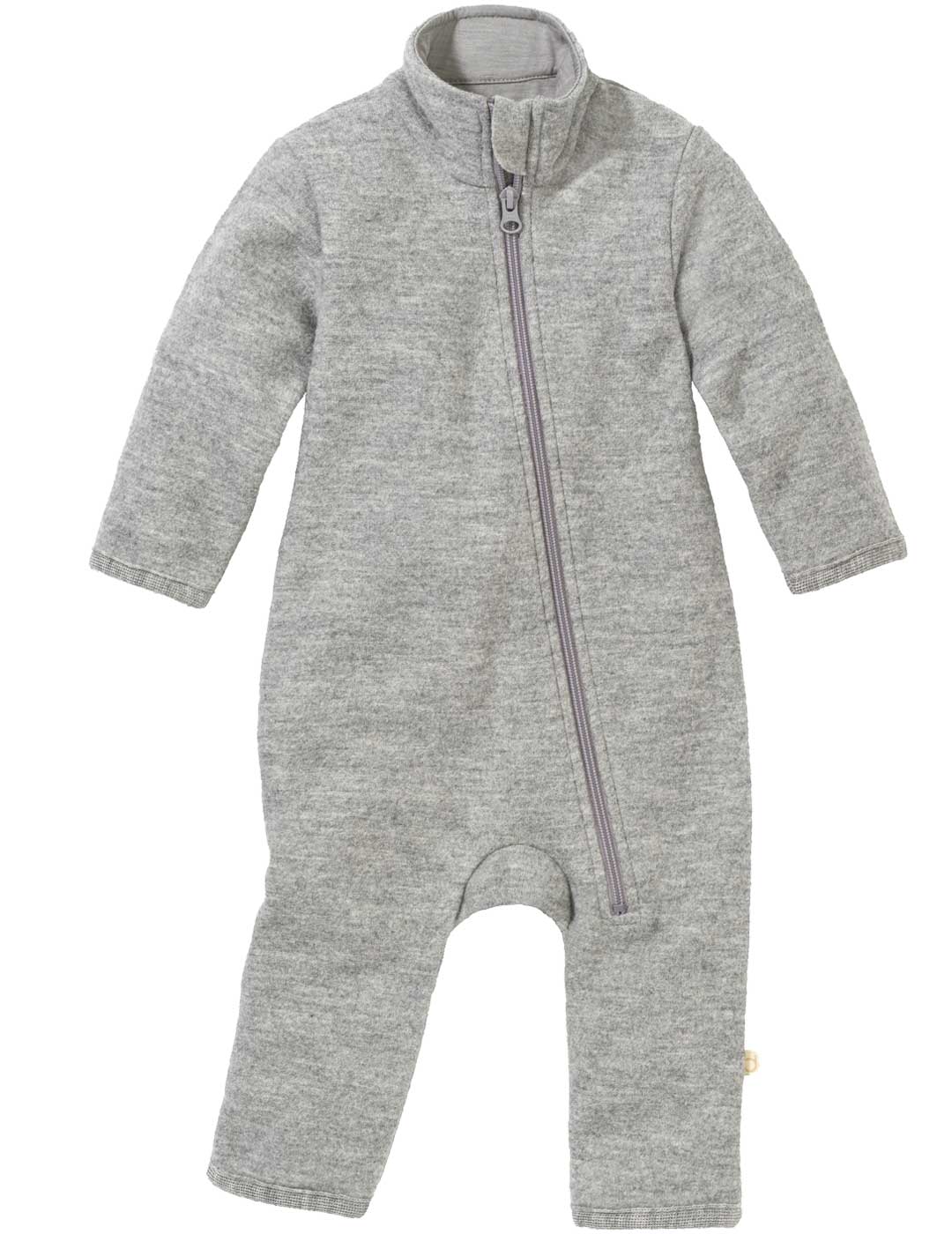 disana Walk-Anzug, Grau, Wollwalk, 260g/m² aus Bio-Merinowolle, mit schräg verlaufendem Reißverschluss, für Frühjahr & Sommer