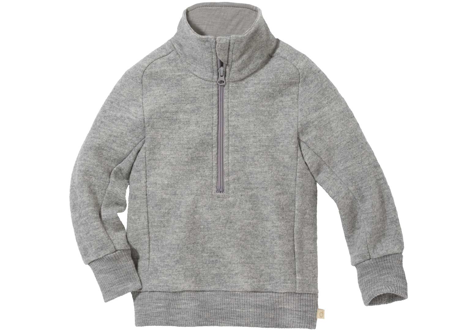 disana Troyer, 74/80 – 134/140, Grau, 260g/m² Wollwalk, Bio-Merinowolle, Arm- & Leibbündchen, 2 Seitentaschen, kurzer Zipper