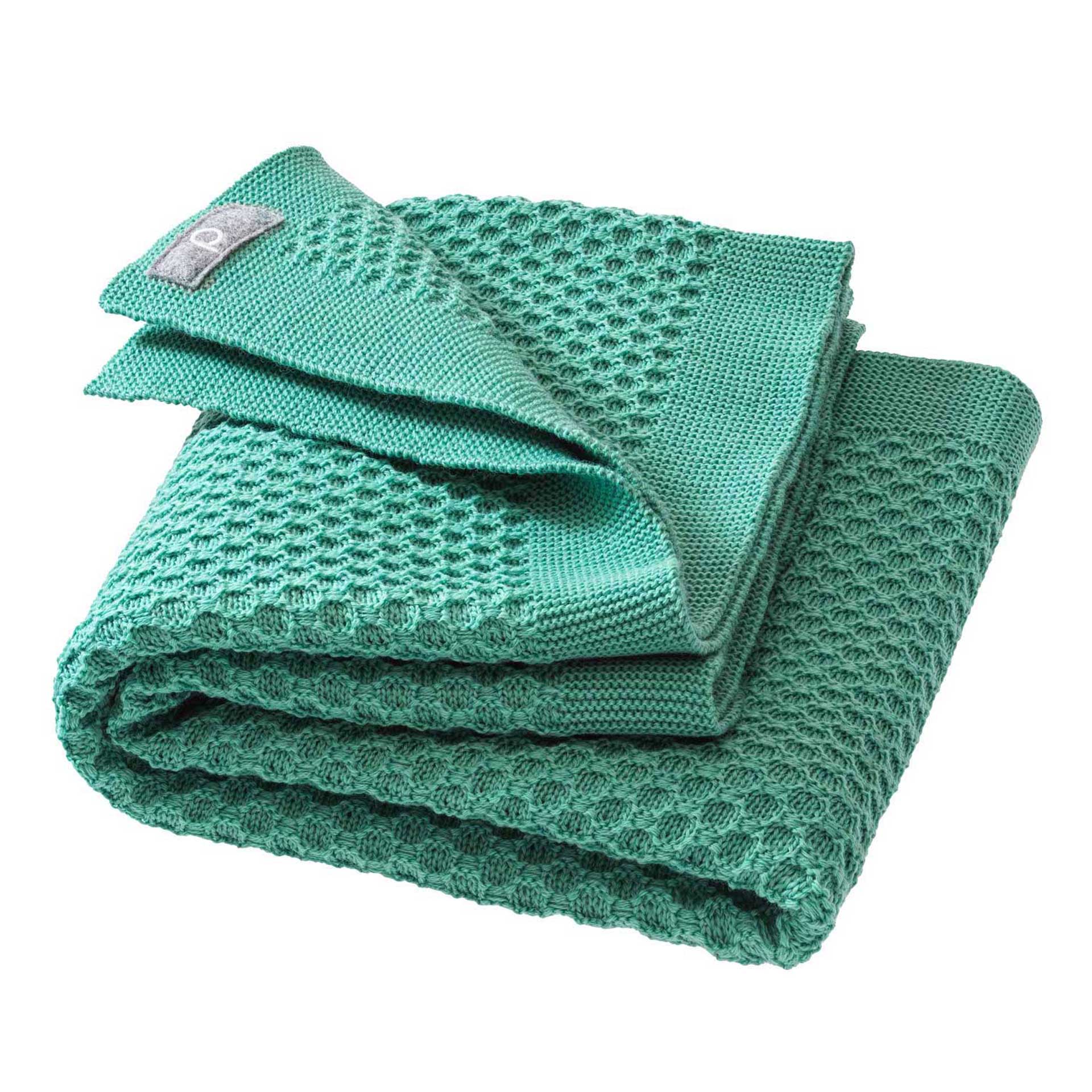 disana Waben-Strickdecke, in Mint aus 100% Bio-Merinowolle, Wabenstrickmuster und modernem Strickrand, weich und kuschelig