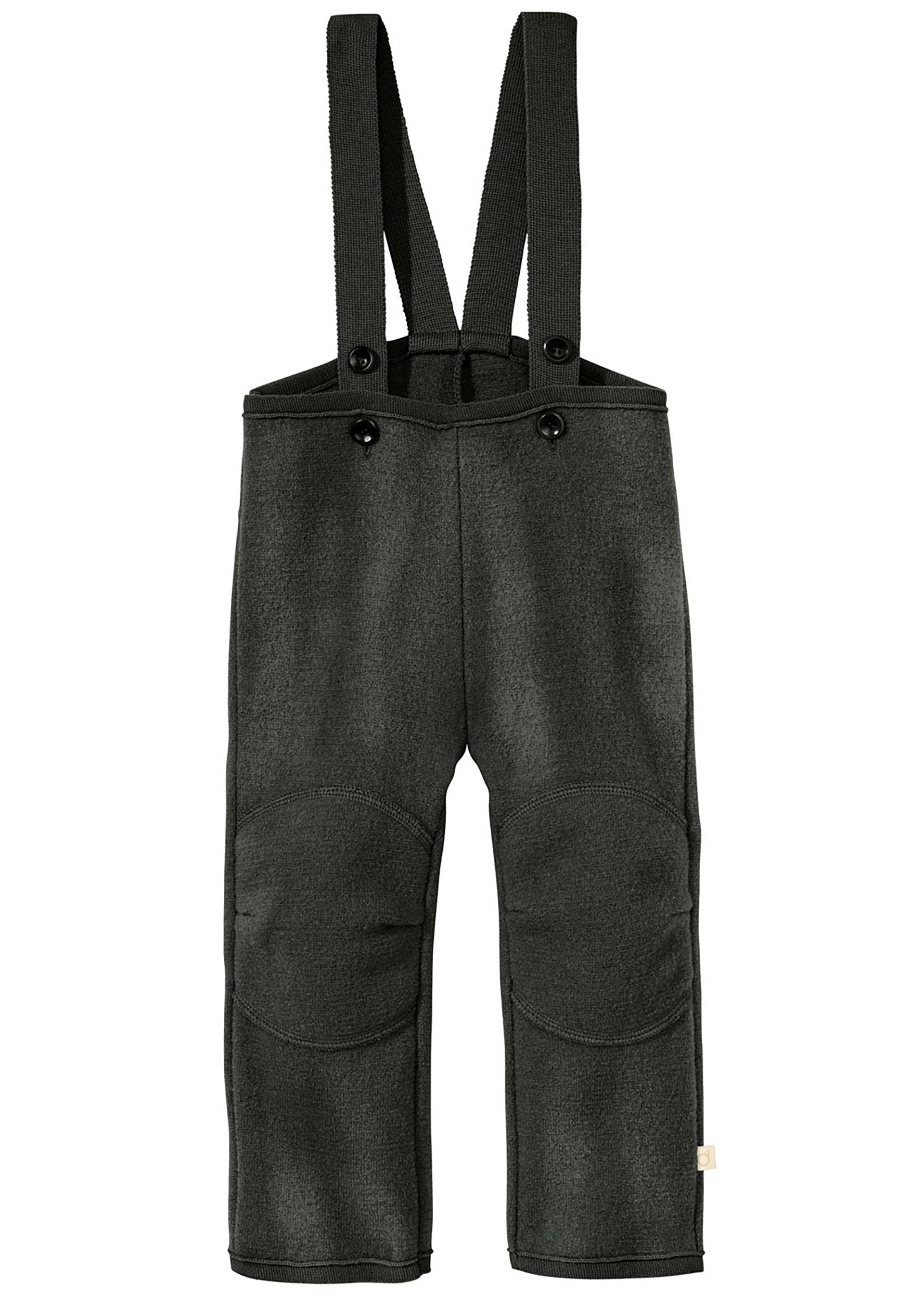 disana Walk-Hose, Anthrazit, Wollwalk aus Bio-Merinowolle hoher Bund für warmen Rücken, mit 2 Trägern damit nichts verrutscht