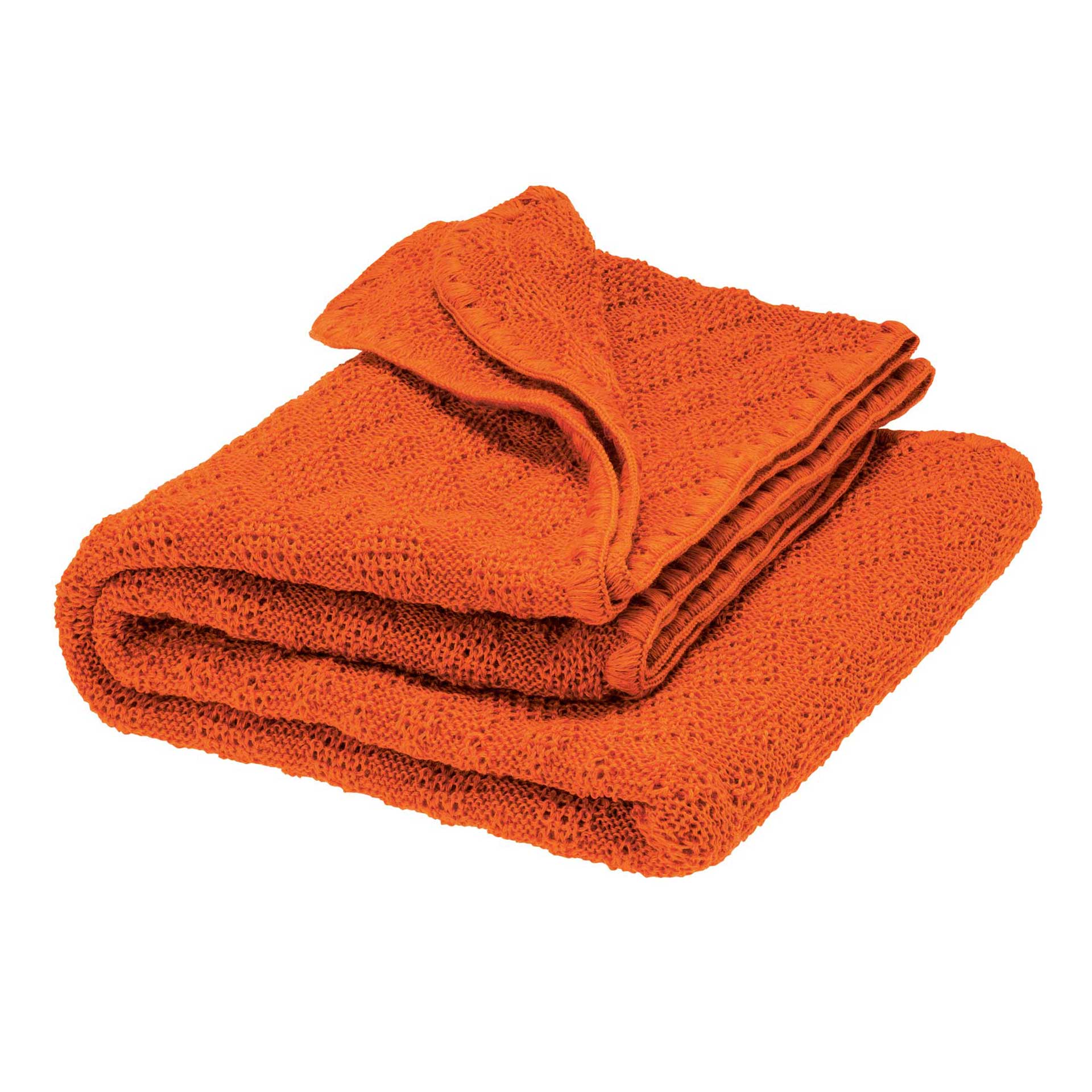 disana Woll-Babydecke, Orange, aus 100% Bio-Merinowolle, im zeitlosen Ajour-Muster gestrickt, sehr weich und kuschelig