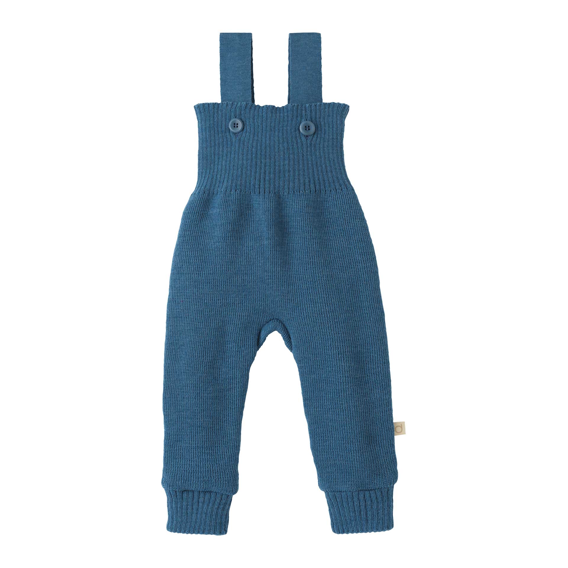 disana Strick-Trägerhose Taubenblau, Strick: Bio-Merinowolle, mit hoch geschnittenem Bund für warmen Bauch & Rücken, 2 Träger
