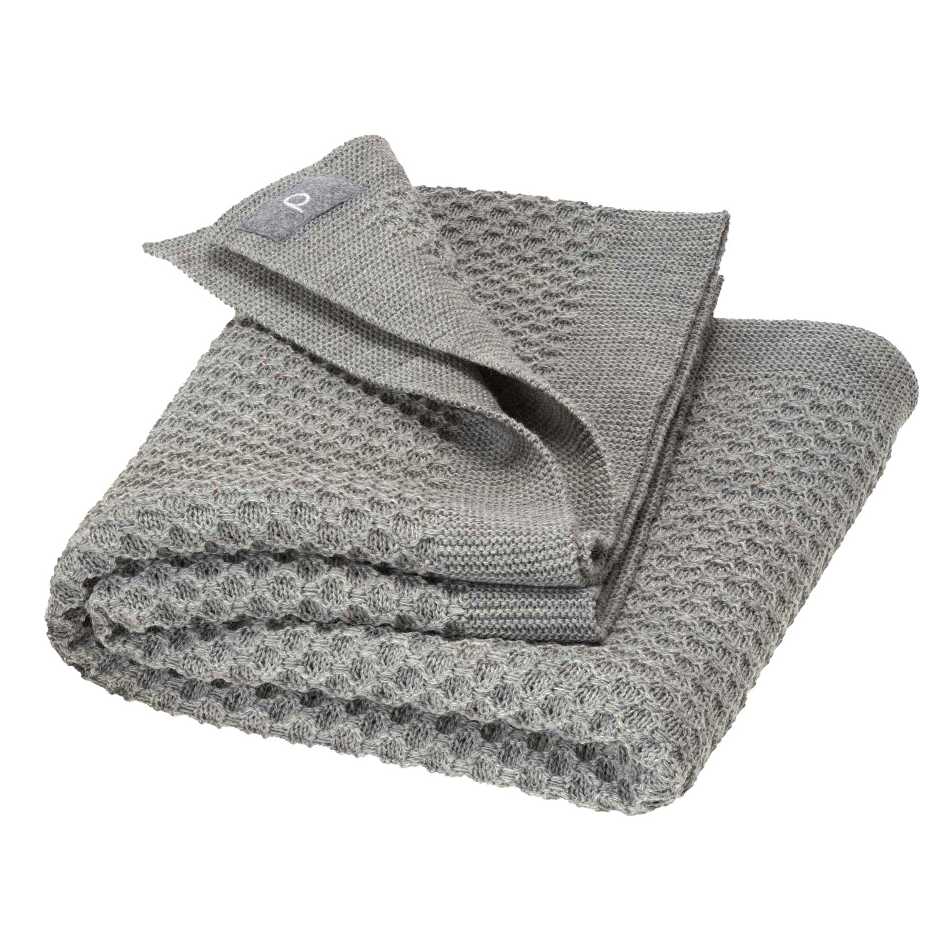 disana Waben-Strickdecke in Grau aus 100% Bio-Merinowolle, Wabenstrickmuster und modernem Strickrand, weich und kuschelig