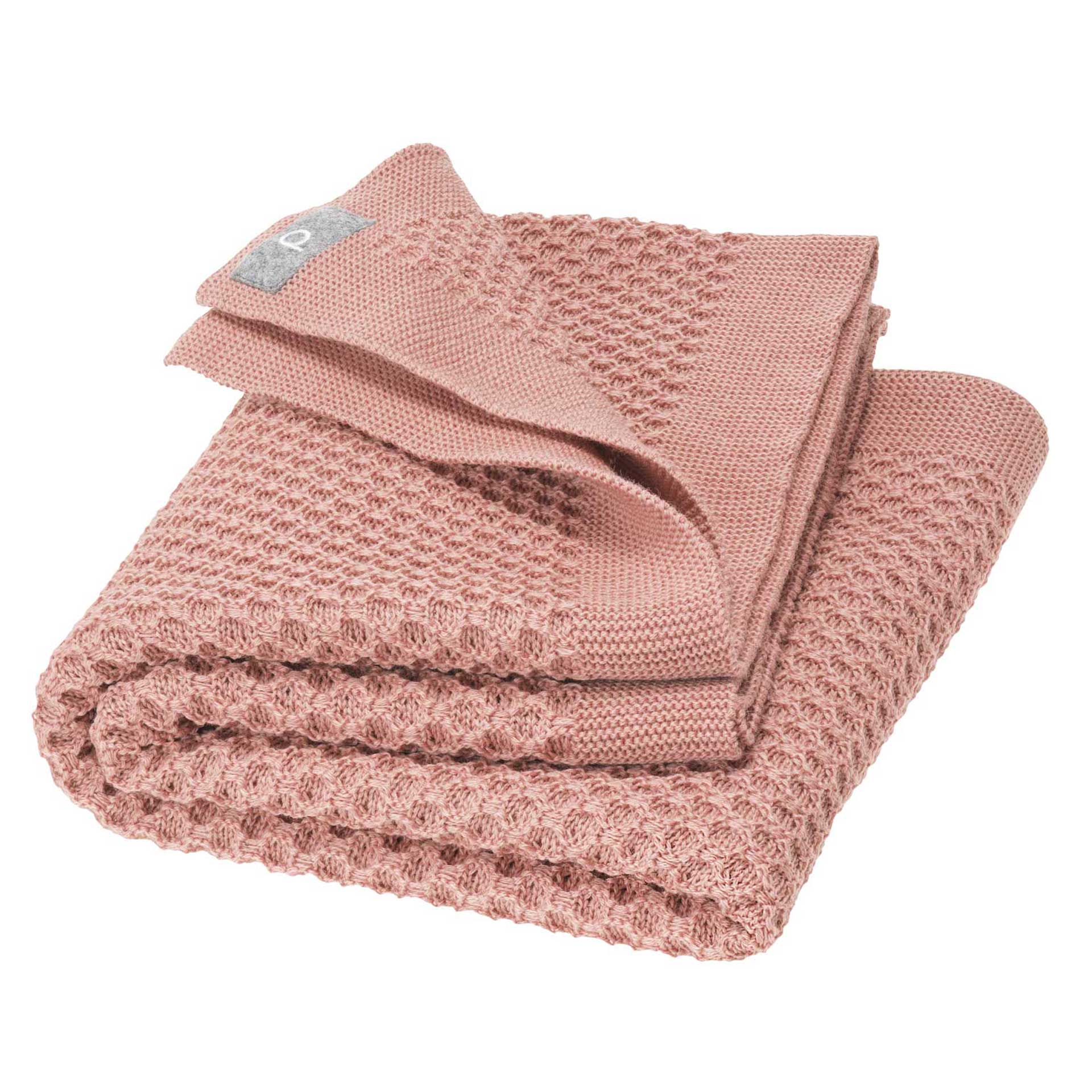 disana Waben-Strickdecke, in Rosé aus 100% Bio-Merinowolle, Wabenstrickmuster und modernem Strickrand, weich und kuschelig
