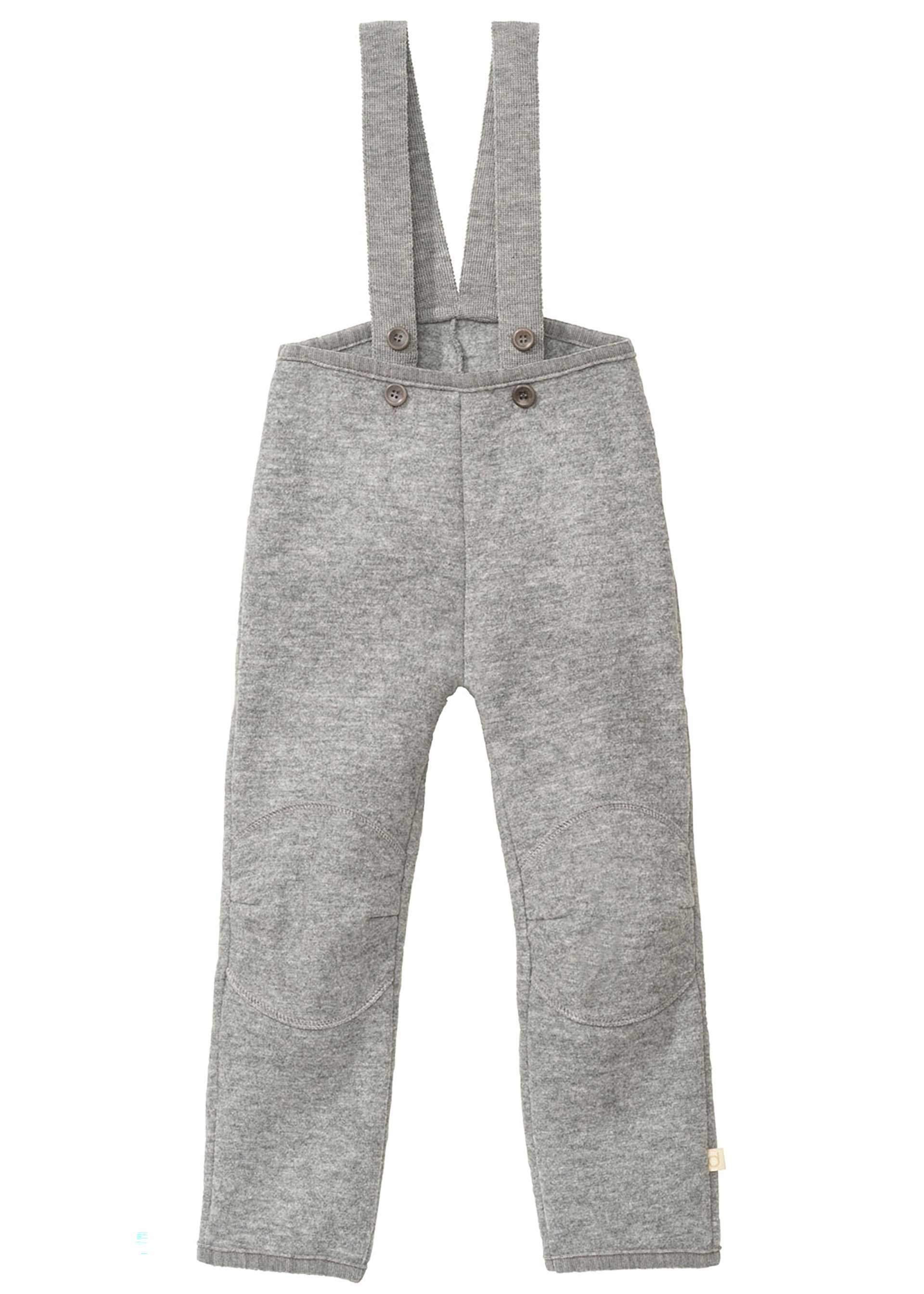 disana Walk-Hose Grau Wollwalk aus Bio-Merinowolle hoher Bund für einen warmen Rücken mit 2 Trägern damit nichts verrutscht