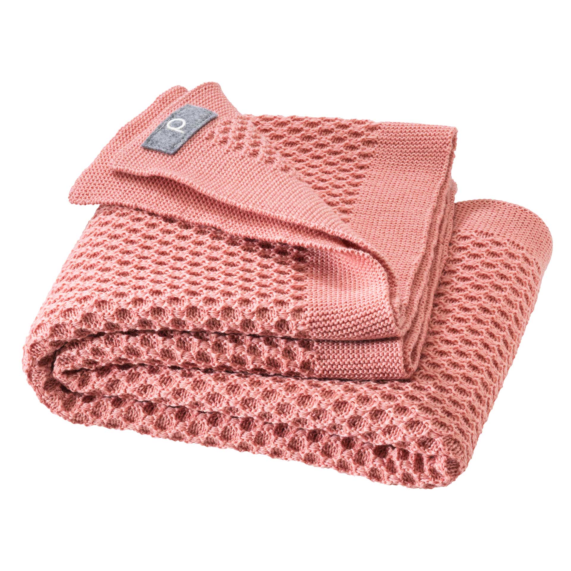 disana Waben-Strickdecke, Softpink aus 100% Bio-Merinowolle, Wabenstrickmuster und moderner Strickrand, weich und kuschelig