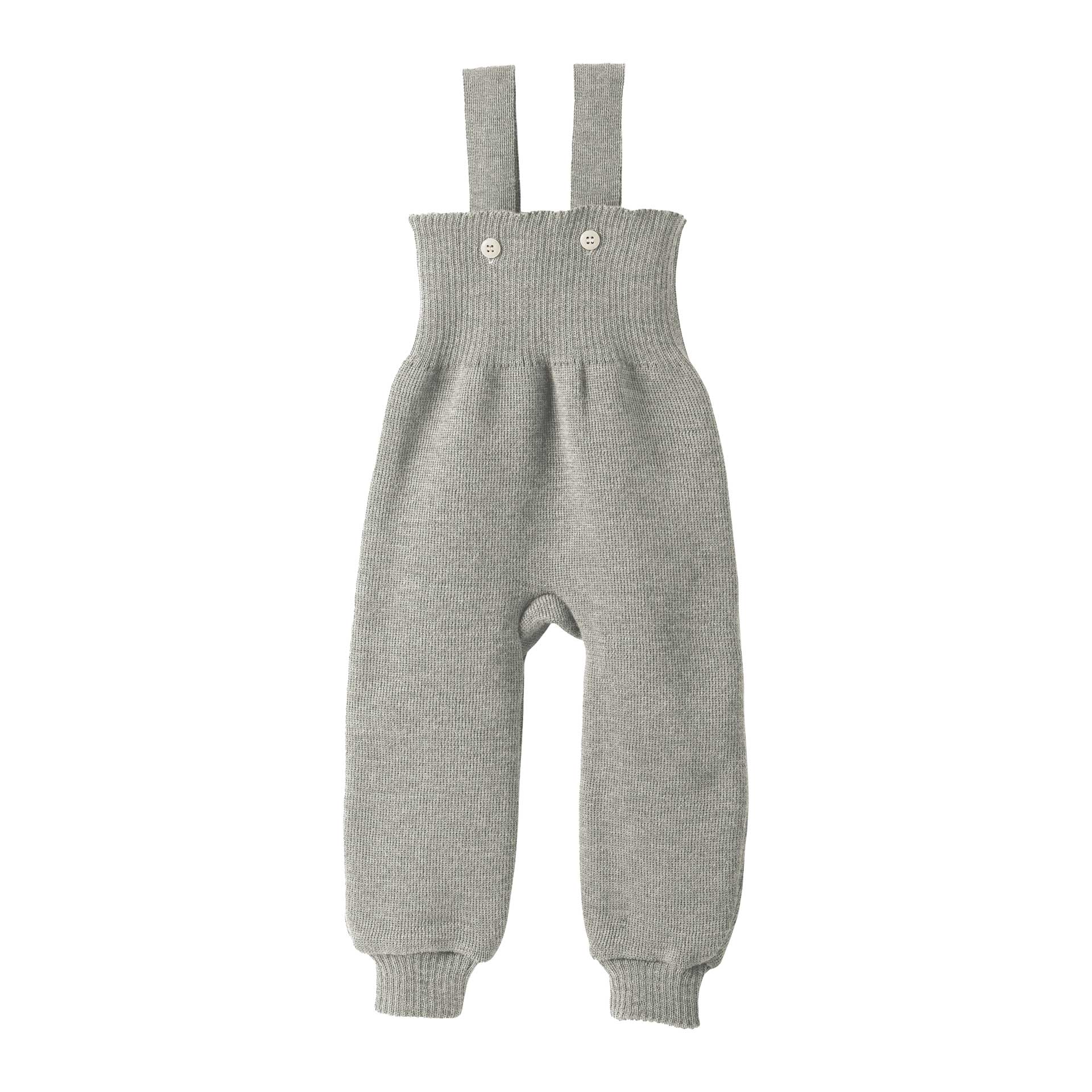disana Strick-Trägerhose, Grau, Strick aus Bio-Merinowolle, mit hoch geschnittenem Bund für warmen Bauch & Rücken, 2 Träger