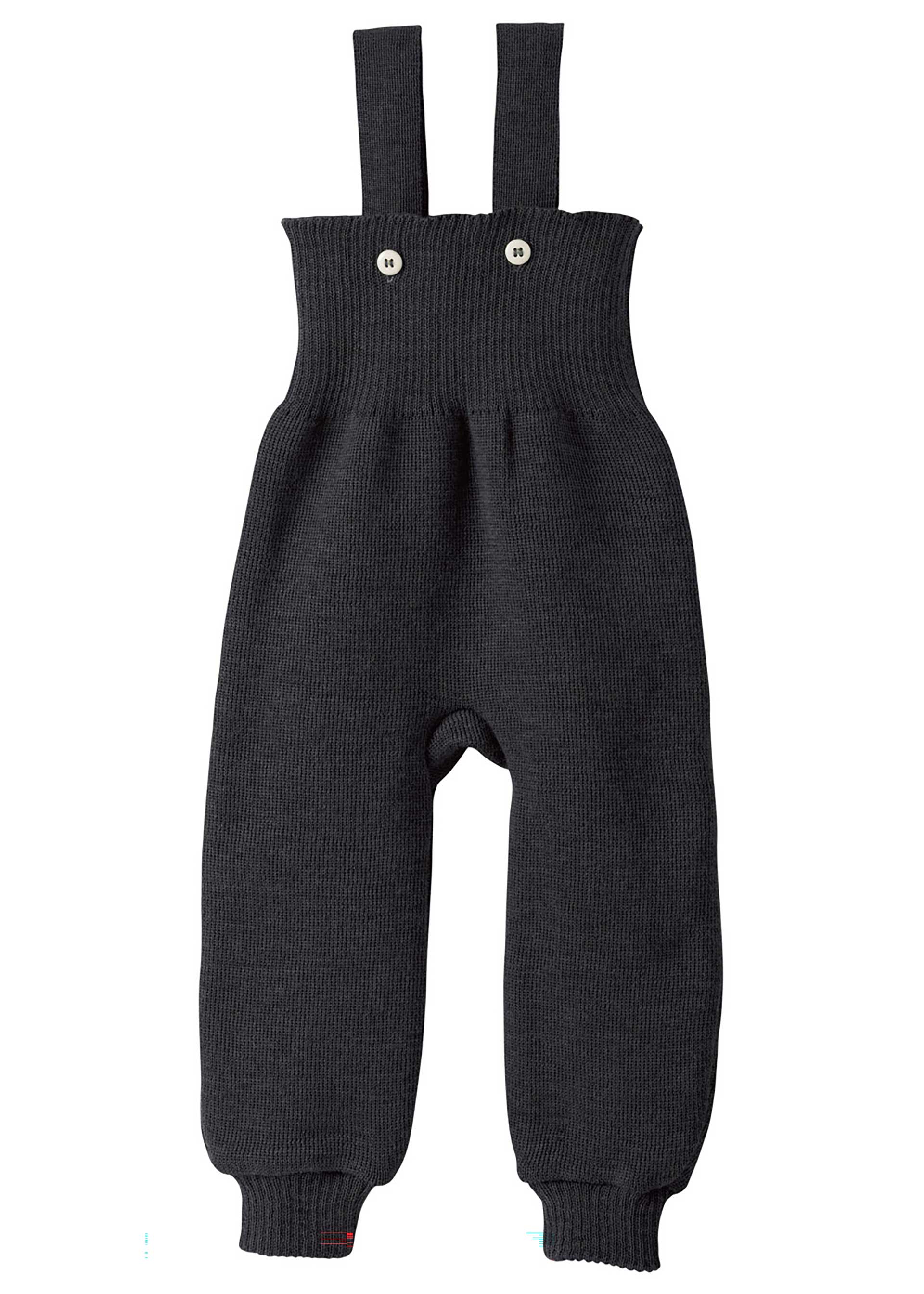 disana Strick-Trägerhose Anthrazit Strick aus Bio-Merinowolle mit hoch geschnittenem Bund für warmen Bauch & Rücken, 2 Träger