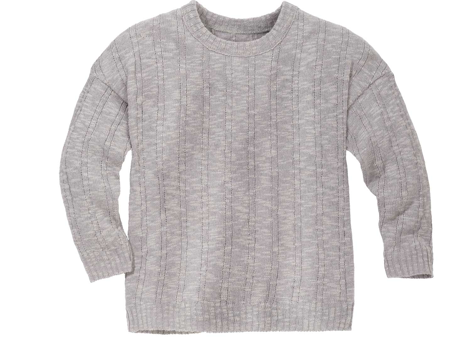 disana Leinen-Pullover, 62/68-134/140, grau aus 65% Bio-Baumwolle, 35% Bio-Leinen, mit Leinenflammung & breiter Strick-Rippe