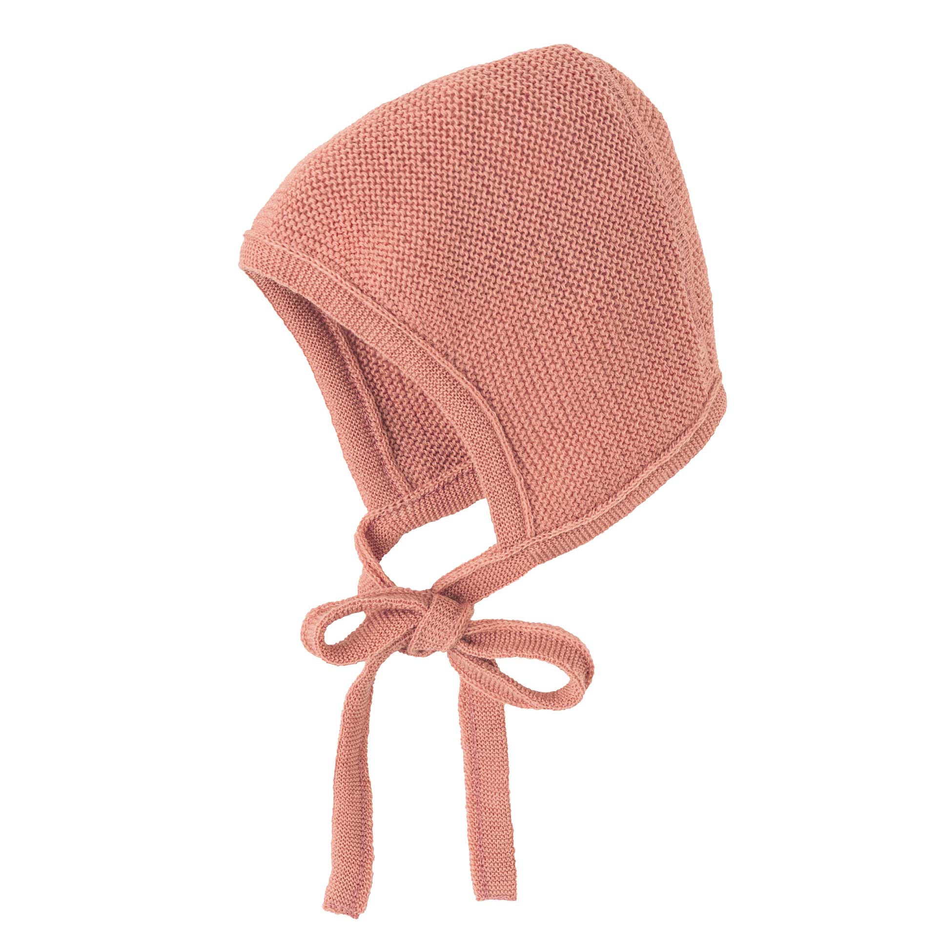 disana Strick-Häubchen Softpink, Strick aus Bio-Merinowolle, mit praktischen gestrickten Bindebändern damit nichts verrutscht
