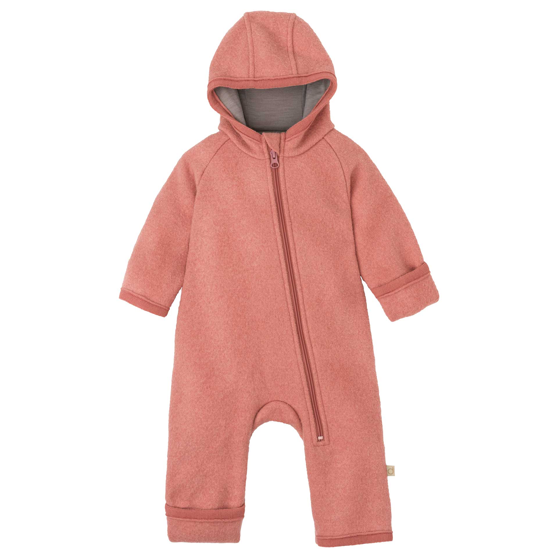 disana Zipp-Overall Softpink Wollwalk & Futter aus Bio-Merinowolle mit Reißverschluß Kapuze & Klappbündchen an Armen & Beinen