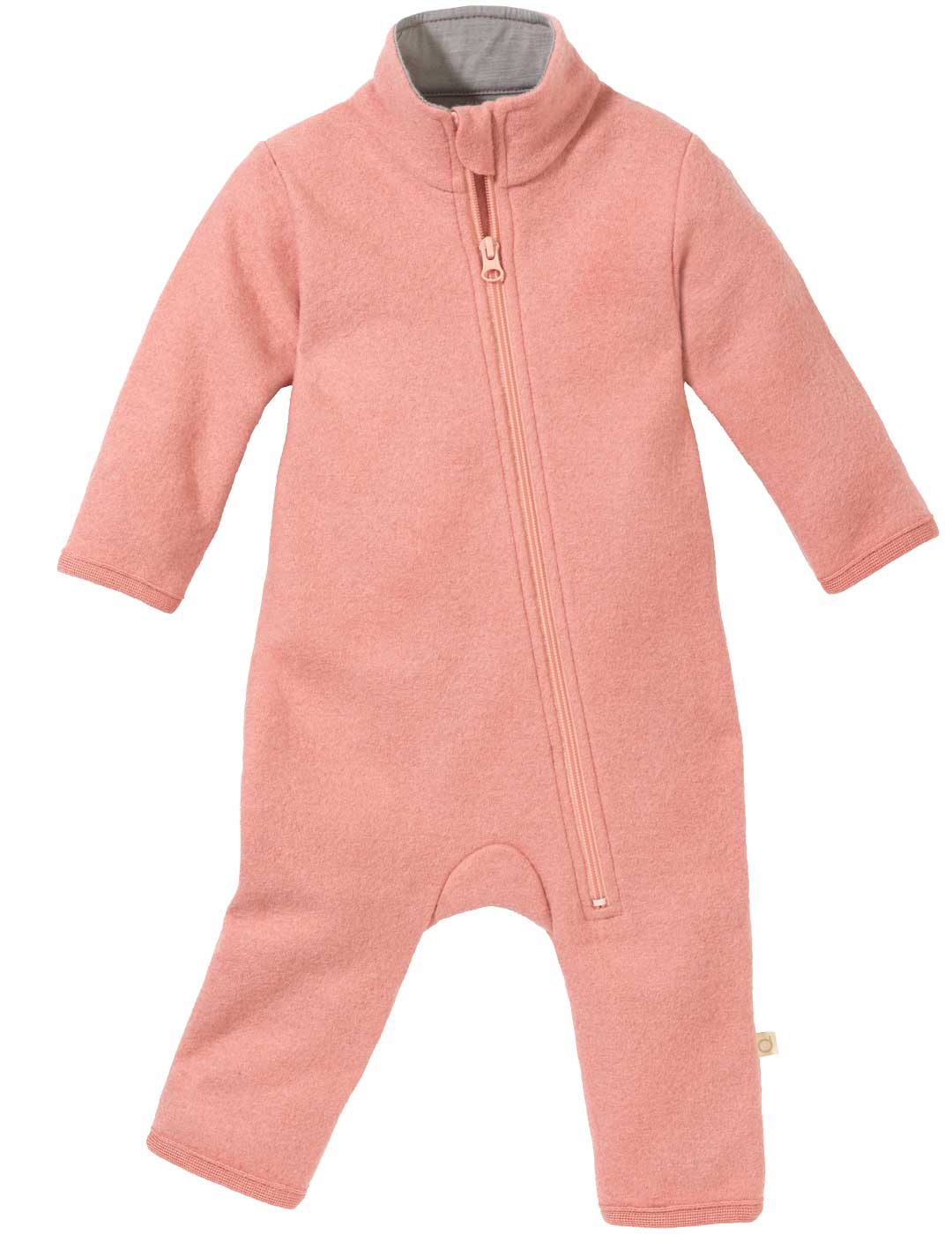 disana Walk-Anzug, Softpink Wollwalk 260g/m² Bio-Merinowolle, mit schräg verlaufendem Reißverschluss, für Frühjahr & Sommer