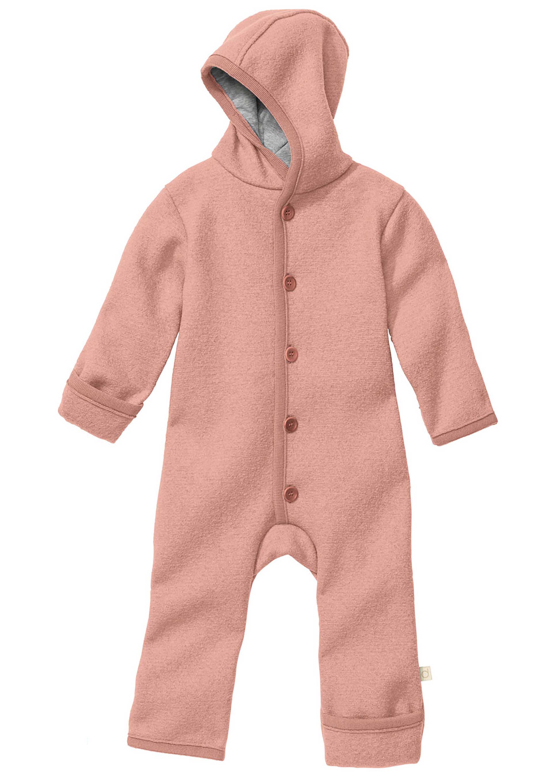 disana Walk-Overall, Grau, Bio-Merinowolle, mit Knopfleiste, Kapuze & Umschlabündchen an Armen & Beinen, warm, weich & bequem