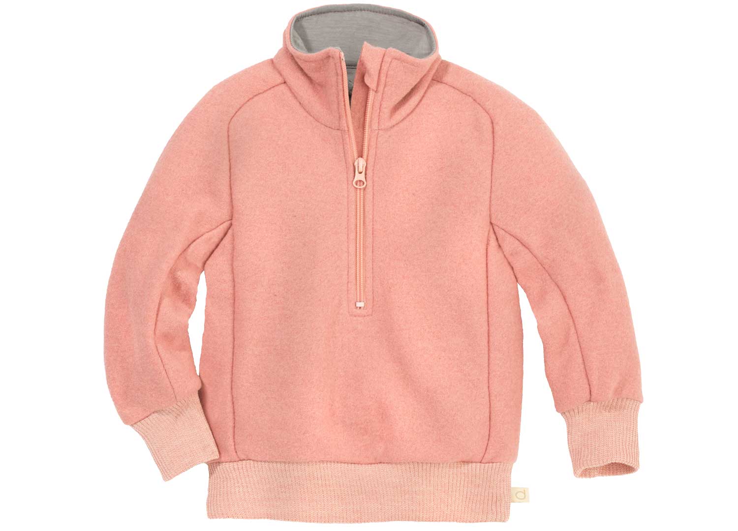 disana Troyer, 74/80 – 134/140, Softpink, 260g/m² Wollwalk, Bio-Merinowolle, Arm- & Leibbündchen, 2 Taschen, kurzer Zipper