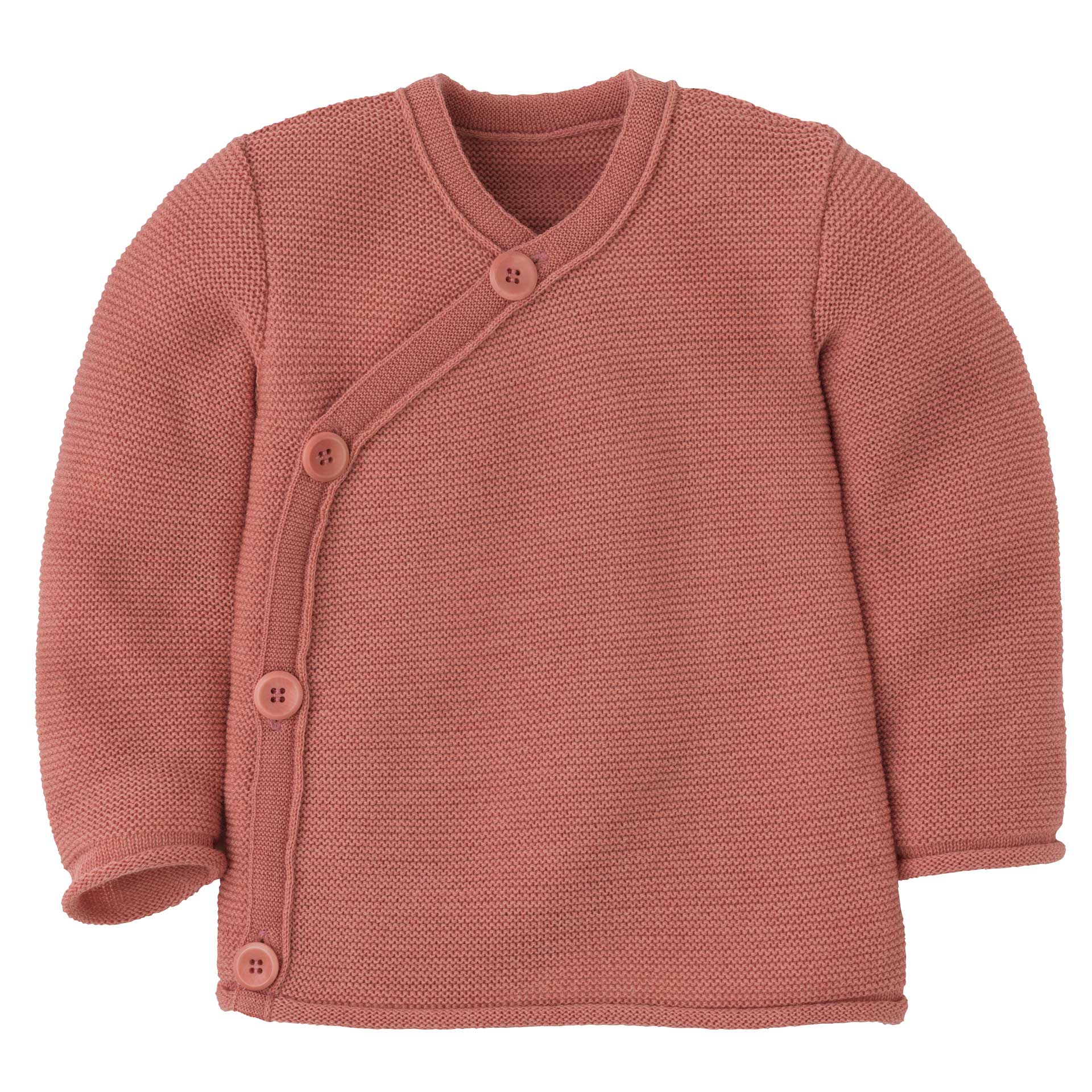 disana Baby-Jacke Softpink, Bio-Merinowolle, mit praktischer schräg verlaufender Knopfleiste, Rollbündchen an Ärmeln und Leib