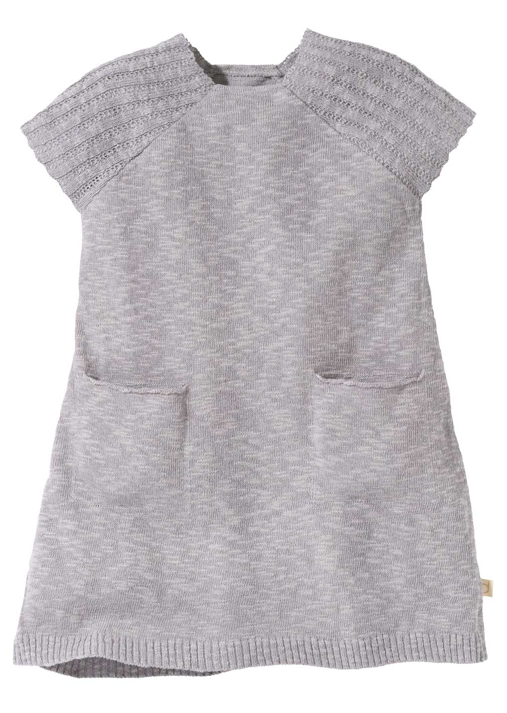 disana Leinen-Strickkleid Bio-Baumwolle-Leinen-Mix, Grau, knielang, 2 eingestrickte Taschen, Ärmel im Rippstrick, lässig chic