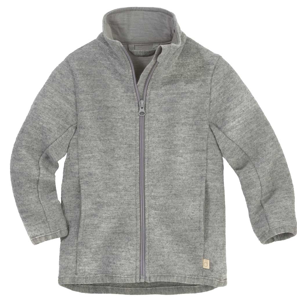 disana Zipper-Jacke, leichter Wollwalk, Bio-Merinowolle Grau, mit Zipper & 2 Seitentaschen, perfekt vom Frühjahr bis Herbst